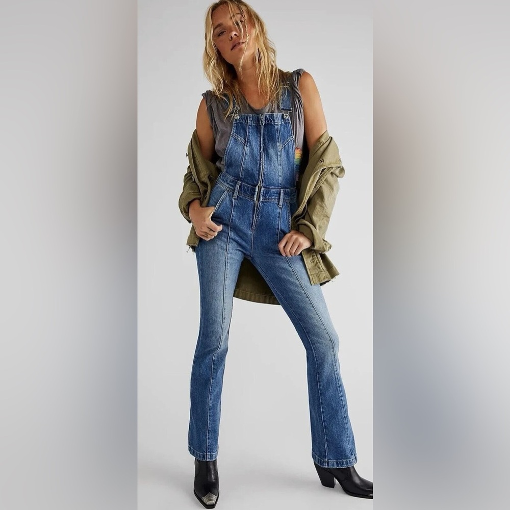 Free People Camilla Slim Flare Overalls